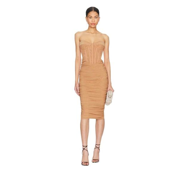 Bardot Dresses & Skirts - BARDOT Lithium Mesh Midi Dress In Nude Size S US4